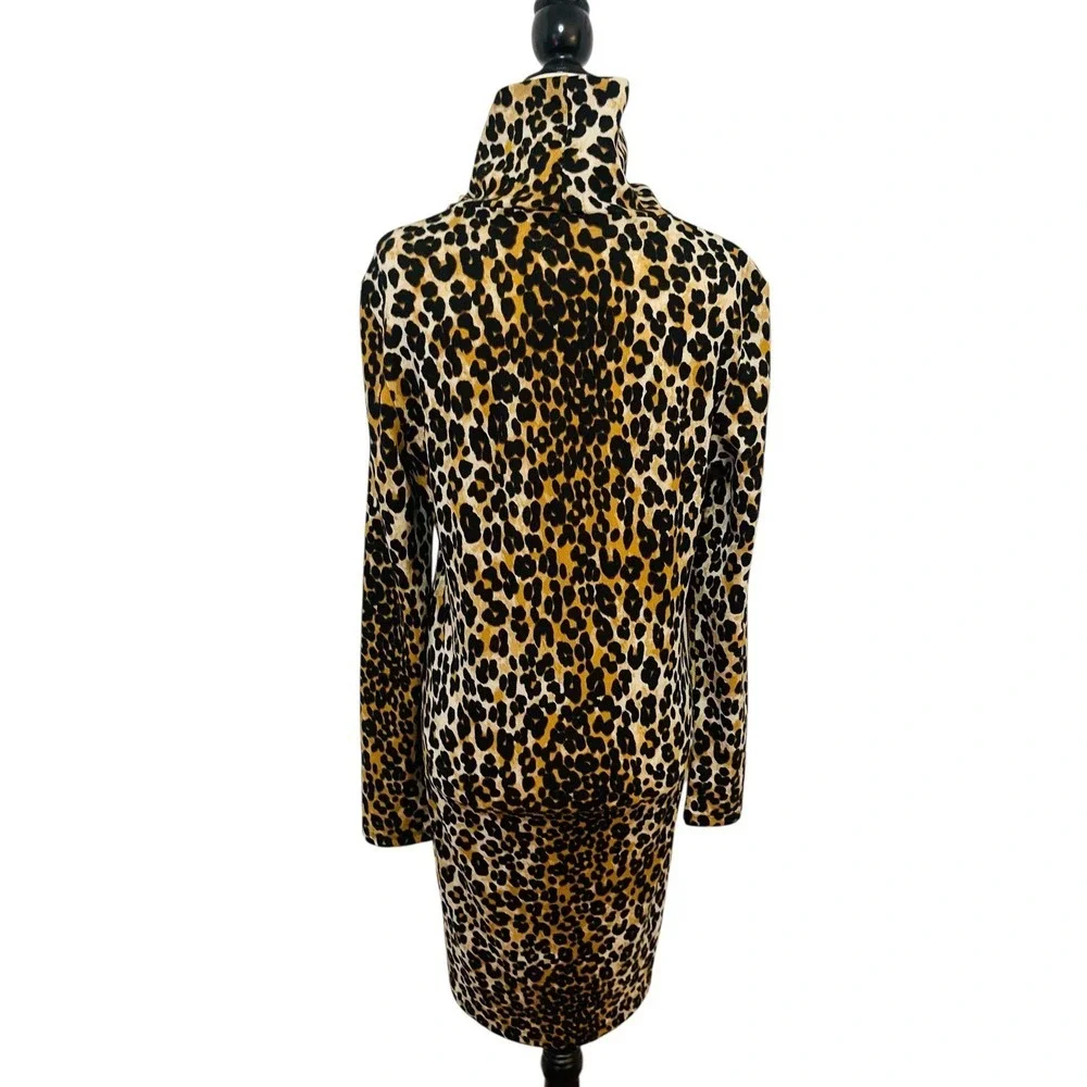 Vero Moda Leopard Print Dress Turtleneck Long Sleeve‎ Casual Mini Size Small - Picture 6 of 8